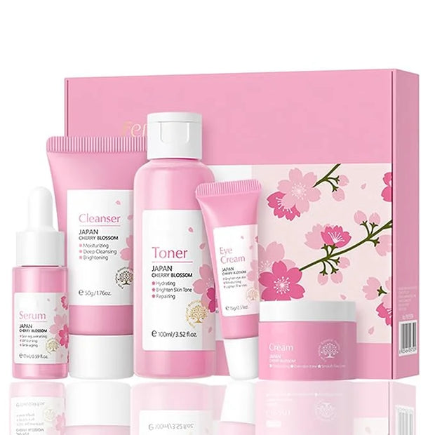 Cherry Blossom Skin Care Kit - Skincare for Girls 10-12 - Hydrating Travel Essentials - Travel Kit with Face Wash, Essence...