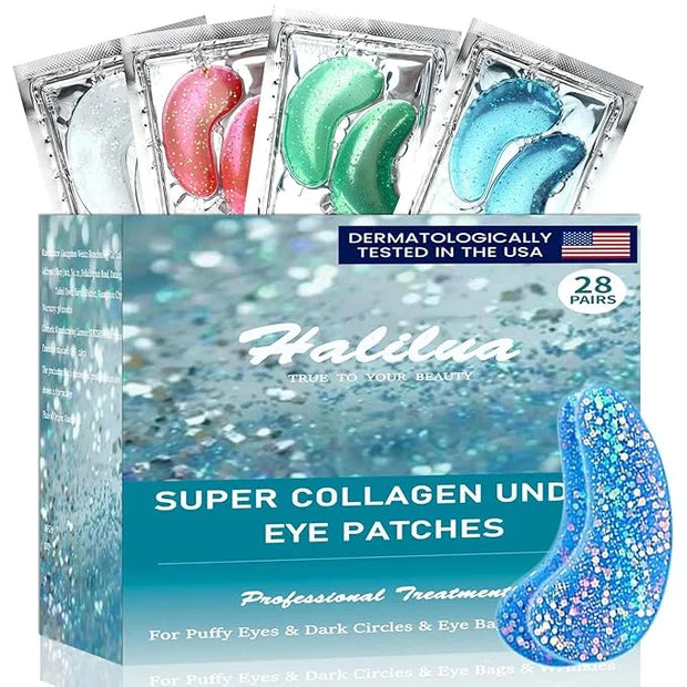28 Pairs Collagen Eye Mask, Anti Wrinkle Eye Patches for Puffy Eyes and Dark Circles, Natural Marine Collagen Eye Gel Pads...