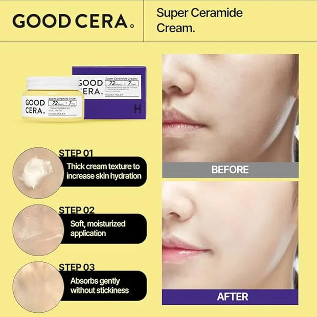 HOLIKA HOLIKA Good Cera Super Ceramide Cream | Soothing Facial Cream & Skin Moisturizer | Ceramide Cream Korean Moisturize...