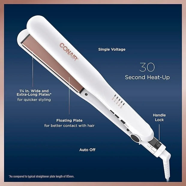 Conair Double Ceramic Flat Iron, 1 1/4-inch Hair Straightener - Product Image