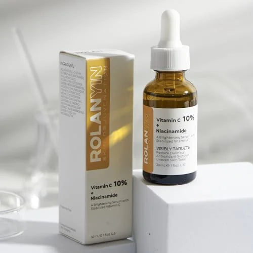 ROLANYIN Vitamin C 10% + Niacinamide Facial Serum Hydration Reducing Fine Lines Wrinkles Skin Firming Anti Aging Formula B...