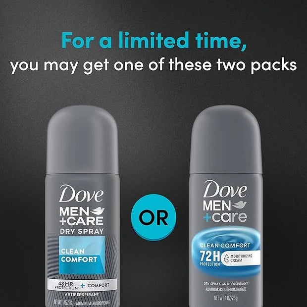 Dove Men+Care Antiperspirant Deodorant Dry Spray Clean Comfort 24 count For Men 72-hour Sweat and Odor Protection with Tri...
