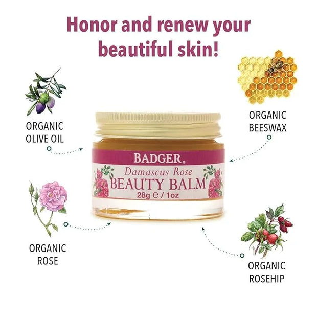 Badger Rose Beauty Balm, Intensive Moisturizer, 28 g/1oz - Product Image