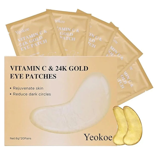 Under Eye Patches for Dark Circles,Puffy Eyes,20 Pairs Face Masks SkinCare With Vitamin C and 24k Gold - Product Image