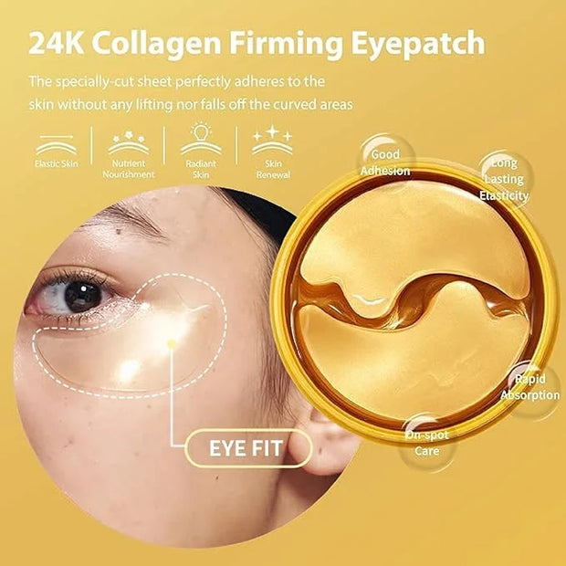 [K Beauty Snp] 24K Gold Firming Eye Patch | 11,900mg of Collagen with 24K Gold | Tightening and Hydrating for All Skin | U...