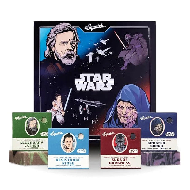 Dr. Squatch Soap Star Wars Soap Episode II - 4 Bar Bundle and Collector’s Box - Legendary Lather, Sinister Scrub, Suds of ...