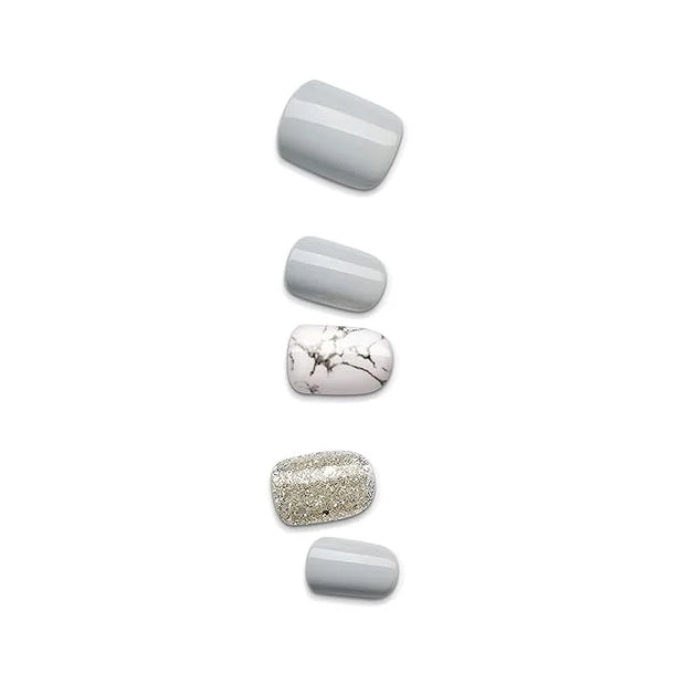 imPRESS Design, Press On Nails, Knock Out, Gray, Short, Size, Squoval, Shape, Includes 30 Nails, Prep Pad, Instructions Sh...