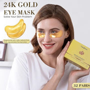 32 Pairs 24K Gold Under Eye Patches, Golden Cooling Hydrating Eye Mask for Dark Circles Puffiness Puffy Eyes, 32 Sets Anti...