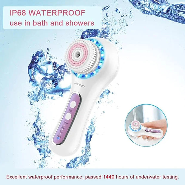Face Scrubber Exfoliator,Facial Cleansing Brush Rechargeable IPX7 Waterproof with 5 Brush Heads,Electric Face Spin Brush f...