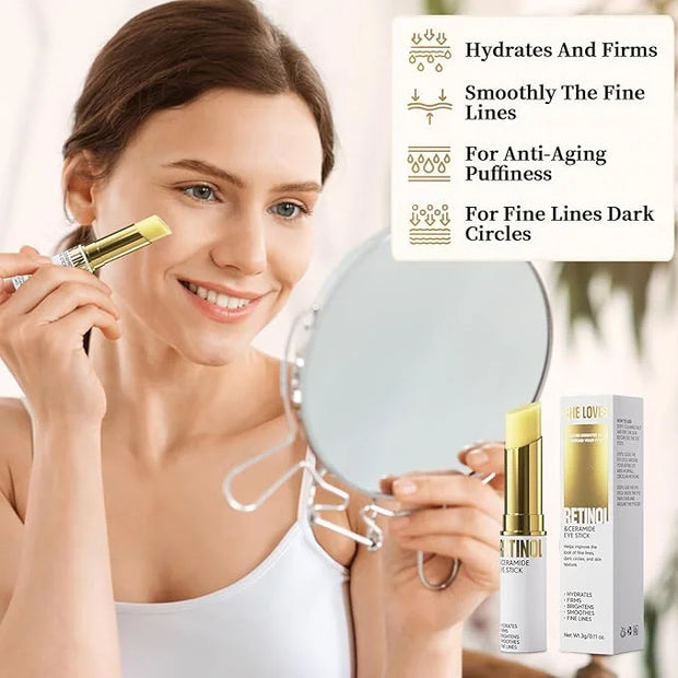 Retinol Eye Stick, Eye Cream for Dark Circles and Puffiness, Hydration and Brightening Eye Balm, Under Eye Cream Anti Agin...