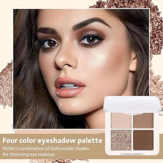 4 Colors Matte Shimmer Eyeshadow Makeup Palette,Champagne Nude Light Dark Brown Highly Pigmented Natural Neutral Eye Shado...