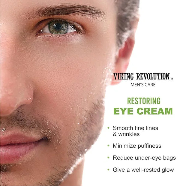 Viking Revolution Men's Eye Cream - Natural Anti-Aging, Dark Circle Treatment, Reduces Puffiness & Crowsfeet - 6ml - Produ...