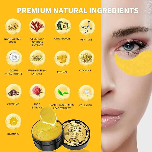 Under Eye Patches 70PCS, 24K Gold Eye Patches for Puffy Eyes Treatment, Under Eye Masks for Dark Circles and Puffiness, No...