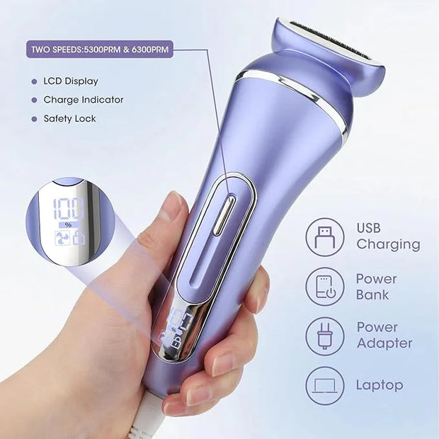 Electric Shavers for Women, 7 in 1 Hair Removal Kit with Epilator Bikini Trimmer Face Razor Body Brush Face Massager Foot ...