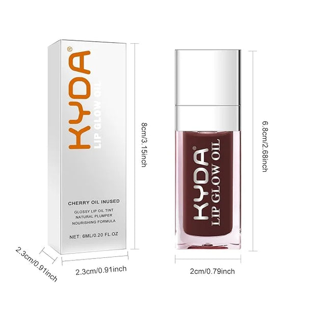 KYDA Hydrating Lip Glow Oil, Moisturizing Lip Oil, Glossy Transparent Plumping Lip Gloss, Tinted Lip Oil for Lip Care and ...