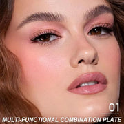 6-in-1 Cream & Powder Makeup Palette – Blush Highlighter & Eyeshadow, Matte & Shimmer Nude Tones, Travel-Friendly Compact ...
