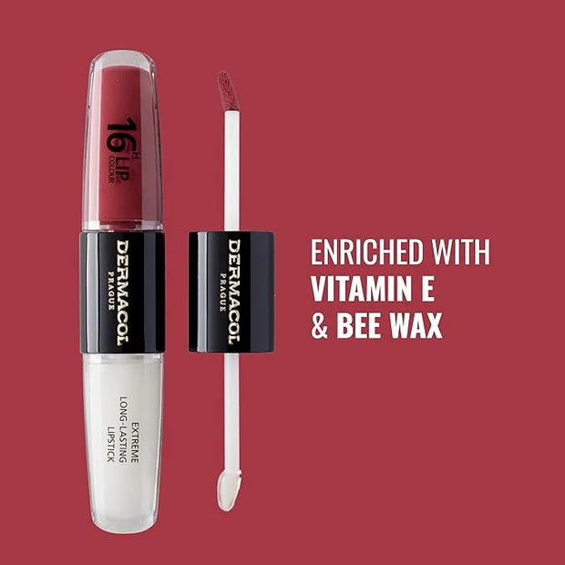 Dermacol NEW 16-Hour Lip Colour, Highly Pigmented Glossy Lip Stain, Two-Phase Lip Plumper Gloss, Kissproof Lip Makeup Prod...