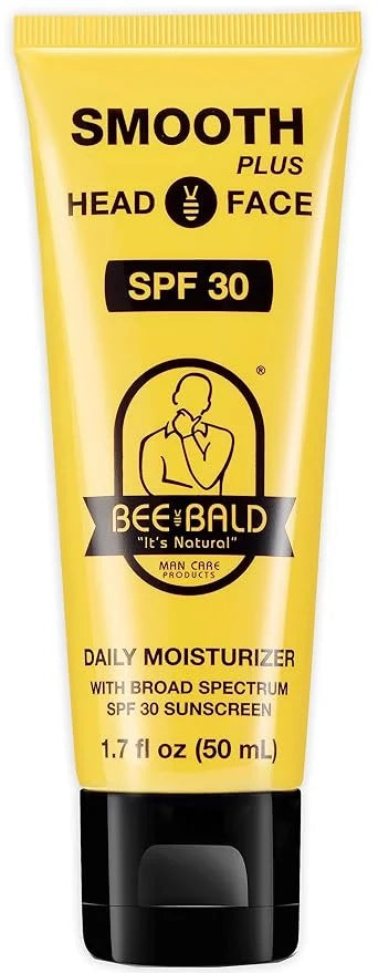 Bee Bald SMOOTH PLUS Head & Face Moisturizer with SPF 30 Sunscreen Lotion Protecting Skin From Harmful UVA/UVB Rays While ...