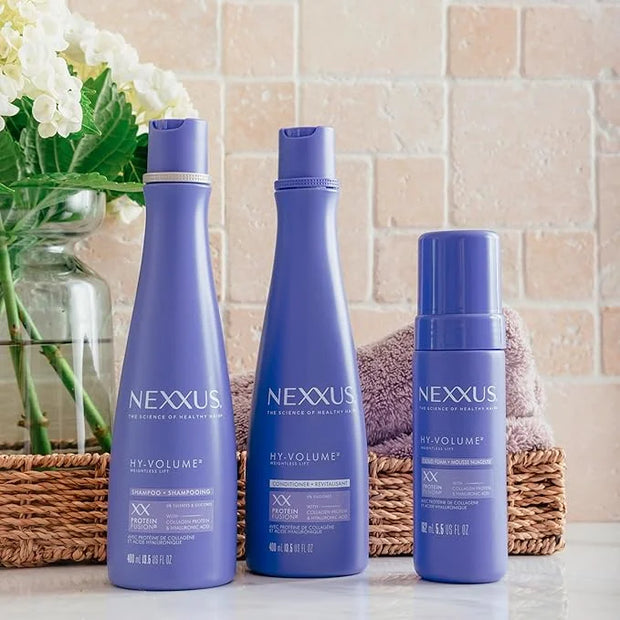 Nexxus HY-VOLUME Weightless Lift Shampoo, Conditioner & Foam 3 Pack PROTEIN FUSION with Collagen Protein & Hyaluronic Acid...
