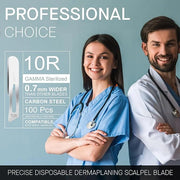 10R Blades Dermaplaning Kit Containing 10r Blades Scalpels Pack of 100 with Scalpel Handle #3 + 10R Scalpel Blade Remover ...
