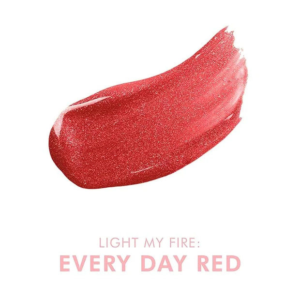 Beauty For Real Lip Gloss + Shine, Light My Fire - Opaque Everyday Red - Non-Sticky Plumping & Hydrating Gloss - Light & M...