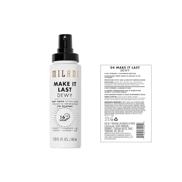 Milani Make It Last Dewy - Dewy Finish Setting Spray - 3 in 1- Hydrate + Illuminate + Set, Makeup Finishing Spray - Makeup...