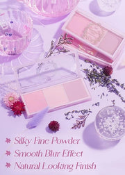 I'm Meme Palette - Afternoon Tea Blusher | Blossom Tea Blended, Cool Tone Blush for Cheek, Soft Pink, Peach, Lavender, 3 S...