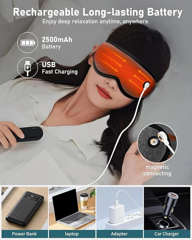 Heated Eye Mask Warm Eye Compress for Dry Eyes - Cordless Electric Heat Eye Mask with Temperature Timer Control Heating Pa...
