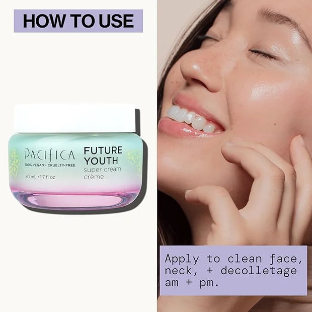 Pacifica Future Youth Super Cream – Daily Anti-Aging Moisturizer for All Skin Types, Lightweight Hydration with Advanced P...