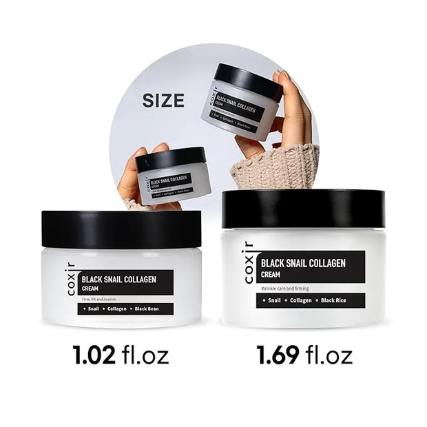coxir BLACK SNAIL COLLAGEN EYE CREAM 1.01 fl.oz + CREAM 1.01 fl.oz | Black Foods, Snail Mucin, Collagen | Firming, Lifting...