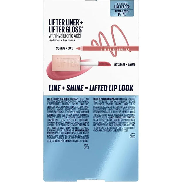 MAYBELLINE Lifter Gloss and Lifter Liner Makeup Gift Set, Lip Gloss and Lip Liner in Shades Petal and Line Leader - Produc...