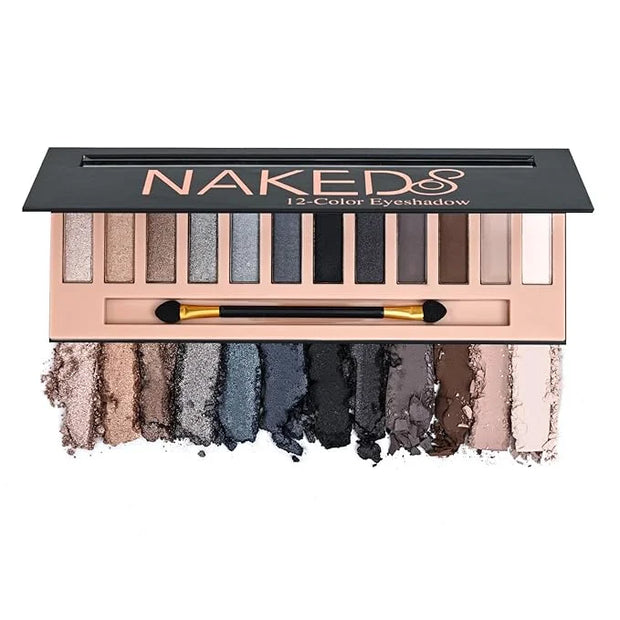 BestLand 12 Colors Makeup Smoky Eyeshadow Palette Natural Nude Matte Shimmer Glitter Pigment Eye Shadow Pallete Set Black ...