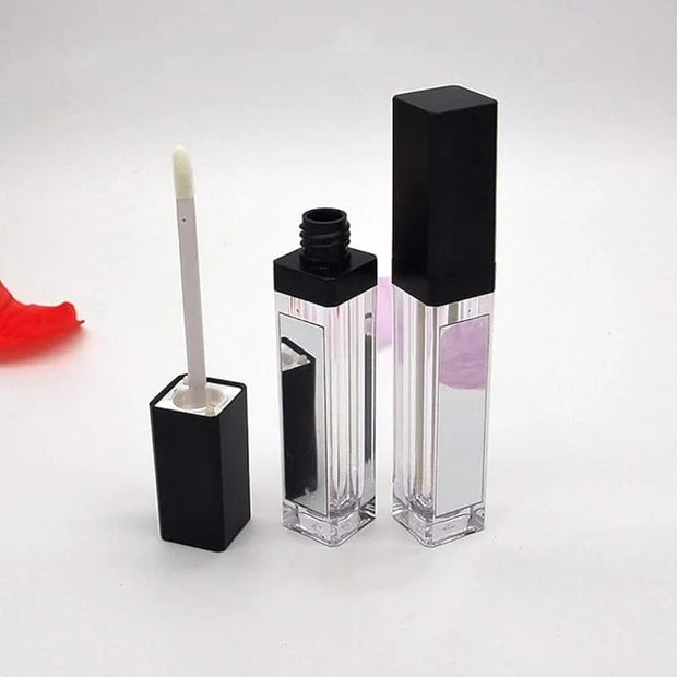10 Pcs 7.5ml Square Clear Plastic Lip Gloss Tubes Vials with Mirror LED Light Lip Glaze Tube Bottles Empty Refillable Make...