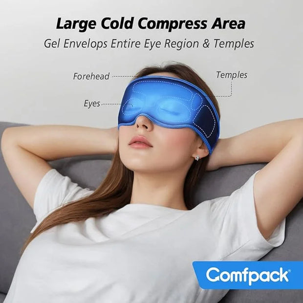 3D Cooling Sleep Mask, Gel Sleep Eye Mask with Hot & Cold Compress Therapy, Zero Eye Pressure Blackout Night Blindfold, So...