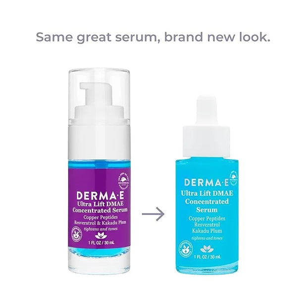 DERMA E Ultra Lift DMAE Concentrated Serum – All Natural Skin Firming & Hydrating Serum with Copper Peptides and Resveratr...
