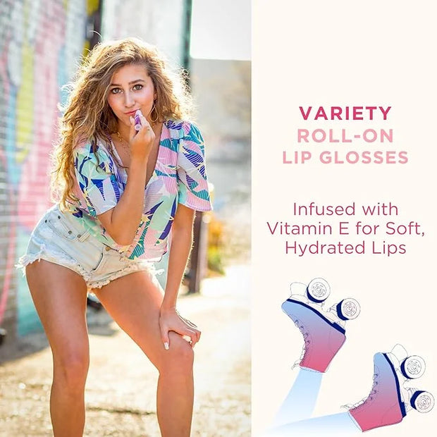 Roller Girl Roll-On Lip Gloss (Strawberry Amber, Watermelon Alexis, Bubblegum Destiny - Pack of 3) – Lip Gloss for Women w...