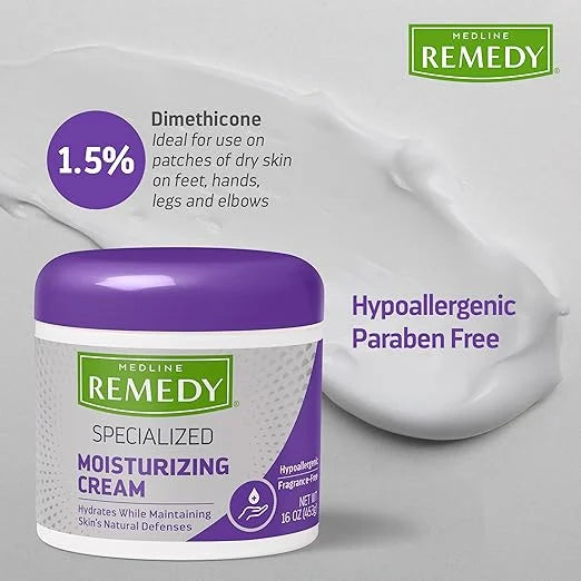 Medline Remedy Specialized Skin Cream, Fragrance-Free (16 oz), 1.5% Dimethicone, Nourishing Moisturizer for Dry Skin, Sulf...