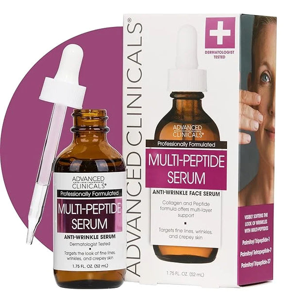 Advanced Clinicals Multi Peptides Serum For Face | Visible Anti Aging Hydrating Collagen Peptide Facial Serum With Vitamin...