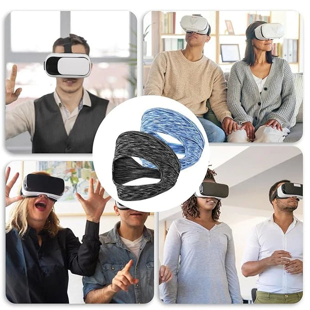 2Pcs VR Face Mask, Adjustable VR Sweat Band Breathable Eye Face Cover for Most VR Devices (Black/Blue) - Product Image
