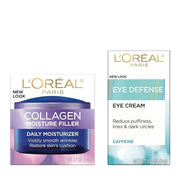 L'Oreal Paris Collagen Face Moisturizer Day and Night Cream, 1.7 oz + Dermo-Expertise Eye Defense Eye Cream, 0.5 oz - Prod...