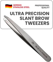 Professional Tweezers - Slant, Durable Lightweight German Stainless Steel, Ultra Precision Tweezers for Eyebrows, Facial H...