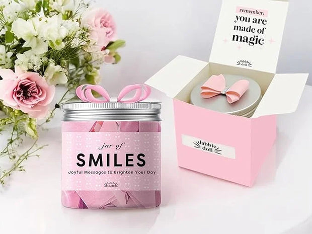 Jar of Smiles, Joyful Messages to Brighten Your Day, 30 Quote Cards, Gift for Mom, Daughter, Granddaughter and Friends wit...