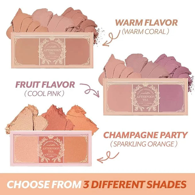 I'M MEME Blusher Palette - Afternoon Tea_Warm FLavor | Soft Pink, Peach, Lavender, 3 Shades Palette, Matte Powder, Face & ...
