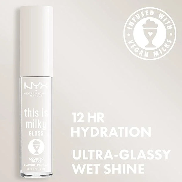 NYX PROFESSIONAL MAKEUP This Is Milky Gloss, Lip Gloss with 12 Hour Hydration, Vegan - Coquito Shake (Milky Clear) - Produ...