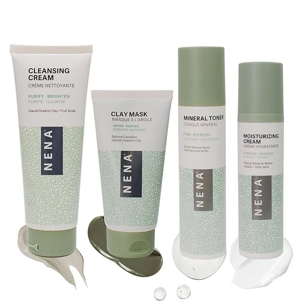 NENA Natural Skincare Kit | 4-Piece Daily Skin Essentials for Women & Men - for Dry, Oily, Normal and Sensitive Skin | EWG...