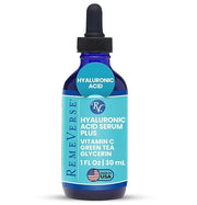 RemeVerse Hyaluronic Acid Serum with Vitamin C & Green Tea Extract - 100% Pure Formulation for Face, Lips & Décolleté - In...