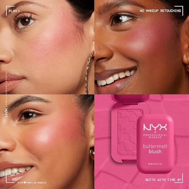 NYX PROFESSIONAL MAKEUP Buttermelt Powder Blush, Fade and Transfer-Resistant Blush, Up to 12HR Make Up Wear, Vegan Formula...