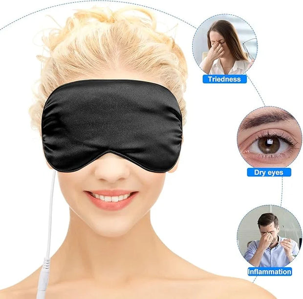 2 Pieces Silk Heated Eye Mask for Dry Eyes USB Steam Warm Compress for Puffy Eyes Adjustable Temp Sleep Eye Mask for Dry E...