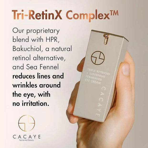 CACAYE Triple Retinoid Eye Cream for Anti Aging 0.5 fl oz - Natural Retinol Alternative Under Eye Cream for Wrinkles, Fine...