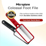 Microplane Colossal Foot File, Red and Black - The Original Stainless-Steel Foot Scraper, Dead Skin/Callus Remover for Fee...